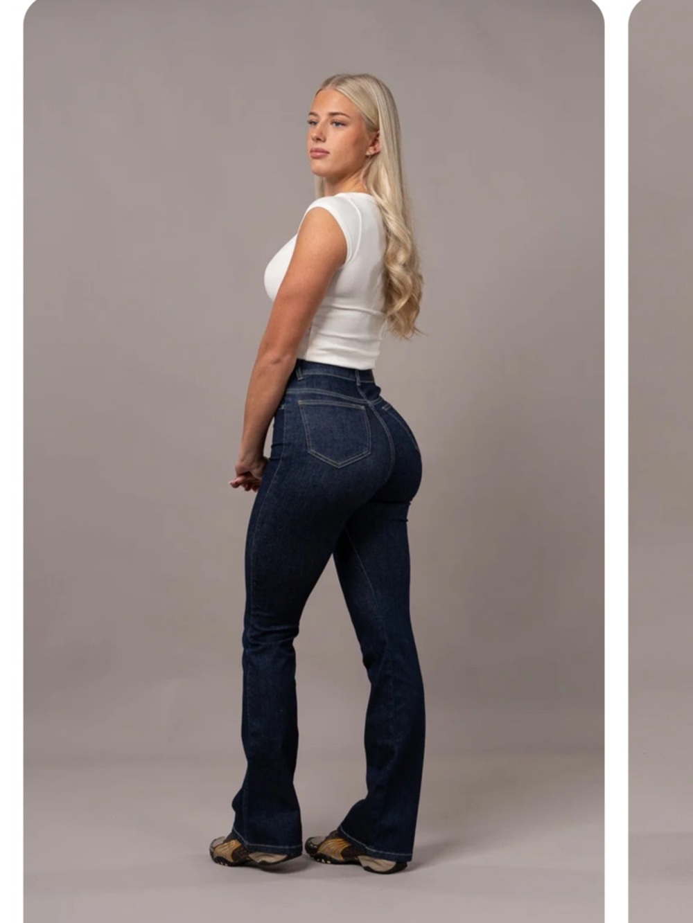 FITJEANS High-Rise Dark Navy Flare Jeans small regular length - Picture 3 of 4